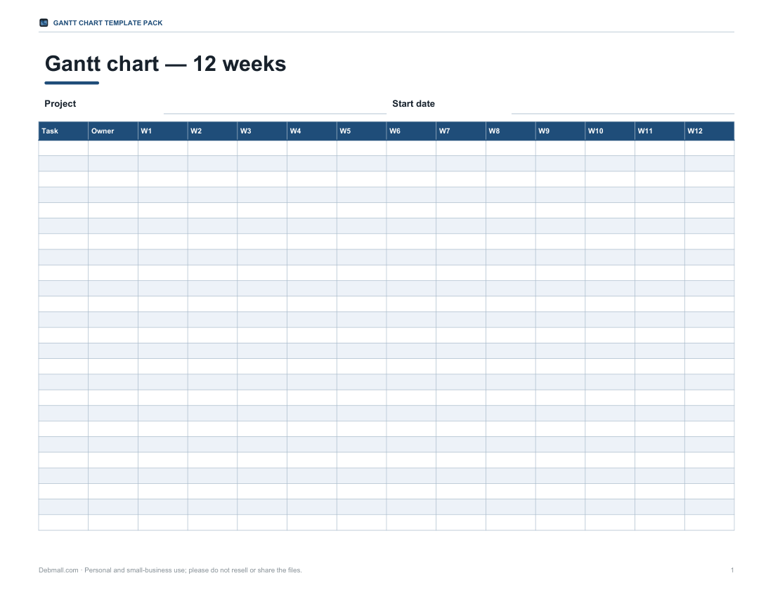 Preview of the first page of Weekly Gantt (PDF)